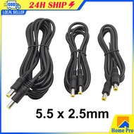 0.5M/1M/2M 18AWG DC Power Plug DC5521 to DC5521 Male CCTV Adapter Connector Cable 12V 10A