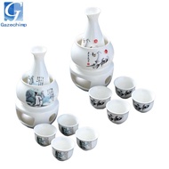 Gazechimp SiaBiced Ceramic sake service with sake warmer and insulated carafe, Japanese earthenware