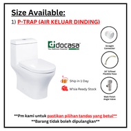 Docasa P-trap 180mm Bathroom One Piece Rimless Washdown WC Water Closet Toilet Bowl with PP Soft Clo