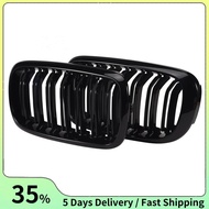 Front Kidney Grille Double Slat Sport Grill For X5 F15 X6 F16 X5M F85 X6M F86 2013-2019 (Gloss Black