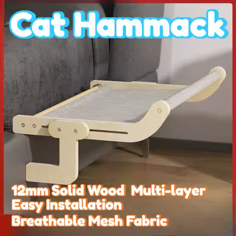 Cat Hammack Window Perch Climbing Frame 12mm Solid Wood Multi-layer Board Heavy Duty 40lbs Load Brea