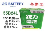 《電池商城》全新 統力(GS) 免加水汽車電池 55B24L(46B24L加強)