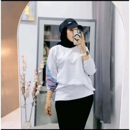 NAMINA - Oversized T-shirt with 7/ Sleeves, 8 Original Wrinkled Rubber Model Baju Perempuan T Shirt 