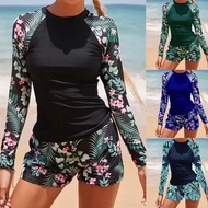 Women's Swimsuit jumbo Size Long Sleeve Shorts Sets Import B0202 Beach surfer Shirt Large Size xxl