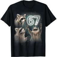 67 Meme Racoon Howling At The Moon 67 T-Shirt Unisex Tee