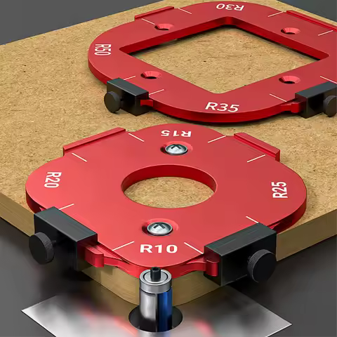 R10-R50 Aluminum Alloy Router Corner Radius Template Set - Woodworking Jig for Precision Arc Cutting