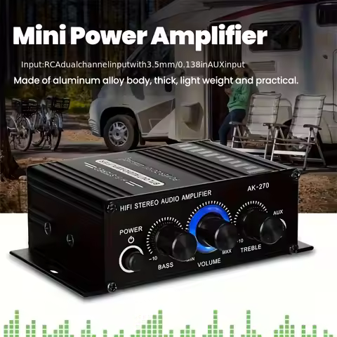 AK-270 HIFI Amplifier Channel 2.0 Stereo Audio Sound Amp Bass Trebl 12V/24V Power Amplifier For Home