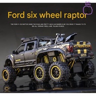 1:24 Alloy Ford F-150 Raptor 6-Wheel Truck Model - Detailed Die-cast Toy Car with Removable Motorcyc