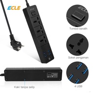 Ecle Power Strip Stop Kontak 3 Power Socket 4 Usb Port Tbk