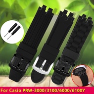 Waterproof silicone watch strap for CASIO prg-300prw-600061003000 3100 watchband mountaineering men's watch strap 24mm belt