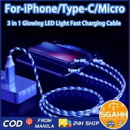 3in1 Fast Charging Cable TypeC LED Luminous Charging Cable 66W Charger 6A Fast Charging Cable
