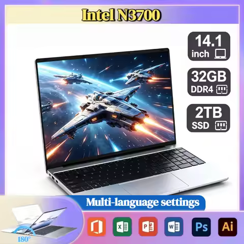 Intel N3700 Ultra Slim 14.1 Inch Laptop 4C4T 1.6GHz Base 2.4GHz Boost 16GB DDR3L 2TB SSD 1920x1080 G