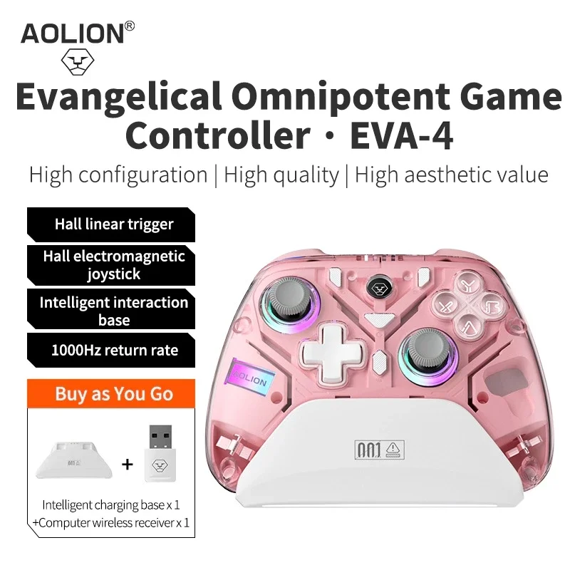 Aolion K10 Gamepad with Charging Dock RGB Wireless Gamepad Hall Effect Joystick Trigger for Nintendo