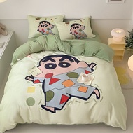 Crayon Shin-chan four-piece set thickened milk fleece duvet cover three-piece bed linen Bedsheet Set