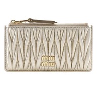 Miu Miu Fragment Case，卡片夾，Matelasse信封零錢包，皮革，Pirite拉鍊，女士[未使用]