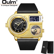 ۞♝  Oulm 5026 Dual Display Wristwatch Men Two Time Zone Sport Watch Male Big Size Quartz Clock Men  