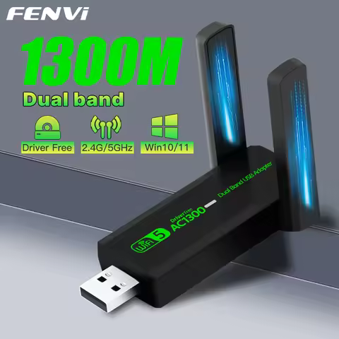 FENVI 1300Mbps WiFi USB Adapter Dual Band 2.4GHz/5GHz Wireless Dongle Signal Receiver External Anten