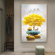 Modern Luxury Art Stone and Tree Landscape Abstract Poster Print Canvas Painting Wall Art Picture Li