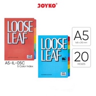A5-IL-05C Color Index Loose Leaf Binder Paper, 5 Sheets / Joyko A5 5 Color Binder Paper Divider
