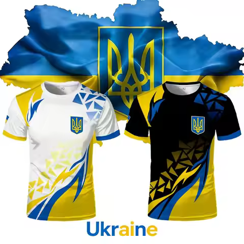 New Ukraine National Flag Graphic Jersey Men's Summer Outdoor Sports Breathable T-shirts Men's And W