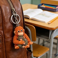 3D Protect Punch The Monkey Keychain Decoration,Cute Monkey Holding Plush Toy,The Monkey C1I2