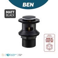 POP-UP Washbasin Drain Small Base With Overflow Holes Grade 304 Stainless Steel MATT BLACK Strong Ru