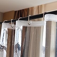 Short Shower Curtain Liner 66 Inch Length Clear Plastic Bathtub Shower Curtain Sets, Waterproof Heav