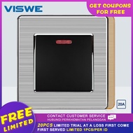 VISWE 20A Switch With LED Stainless Water Heater On Off push button Wall Switch Air Condition High Power Controller