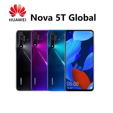HUAWEI-Nova 5T,Smartphone Android,6.26 inch,128GB/256GB ROM,48MP,Google Play Store,Mobile phones,4G 