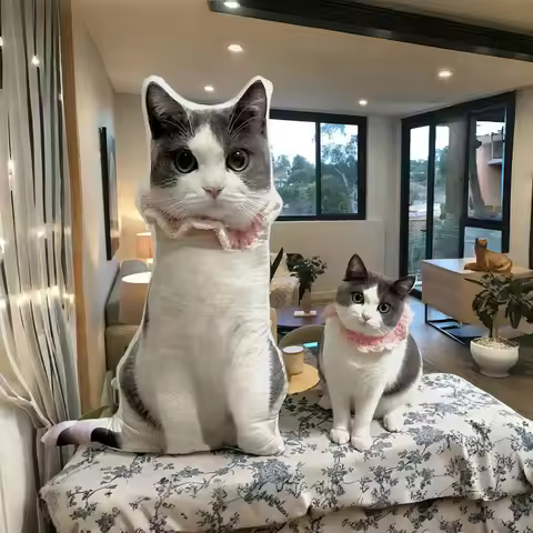 Customised pet portrait home cushions, 3D-printed animal photo cushions, creative realistic cat and 