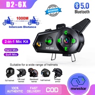 D2-6X Motorcycle Helmet Bluetooth Intercom 6-Person Switching Intercom Distance 1000 Meters Multi-Sc