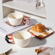 Creative Ceramic Bread Saucer Household Large Capacity Coffee Hand Color Afternoon Cups Tea Cup Set 