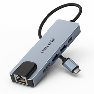 Lemorele TC15 TC19 ฮับ USB C (5-in-1 รุ่นอัพเกรด) อะแดปเตอร์หลายพอร์ต USB C พร้อม HDMI 4K LAN RJ45 อ