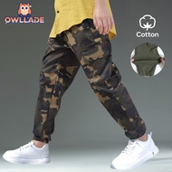 OWLLADE Cargo Jogger Pants for Kids Boy Stretchable 36027 in Cam B02 4T-2