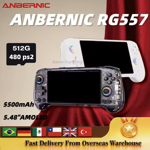 NBERNIC RG557 Portable Handheld Game Console RG 557 5.48" AMOLED Screen Android 14 Joystick Video Pl
