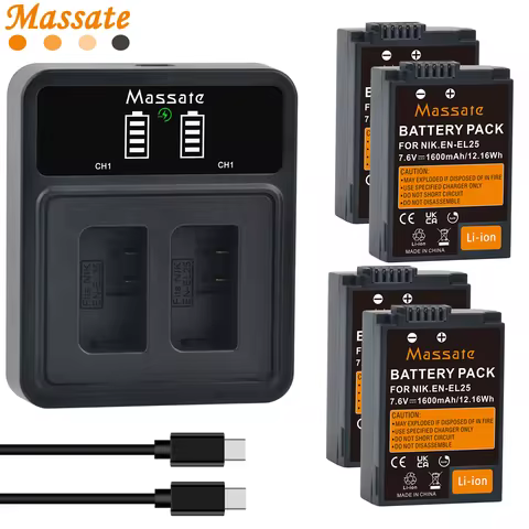Massate EN-EL25 EN EL25 ENEL25 Rechargeable Li-ion baterry +USB Dual Charger for Nikon Z50 Z30 Z50 I