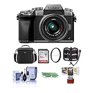 Panasonic Lumix DMC-G7 Mirrorless Camera with 14-42mm Lens Silver - Bundle with Camera Case, 32GB SDHC Card, Cleaning Kit, Memory Wallet, Card Reader, 46mm UV Filter, Mac Software Package