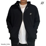 SF Folks Unisex Men's Hoodie Double ZipperWanita - Black