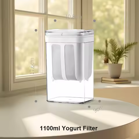 1100ml Yogurt Strainer - Transparent Cheese Maker with Fine Mesh, DIY Greek Yogurt & Cream Cheese Fi