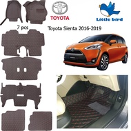 little bird พรมปูพื้นเข้ารูปรถยนต์ Toyota Sienta ปี2016-2020 7PCS ( หนังแท้PVC 12สี ) พรมปูพื้นรถยนต