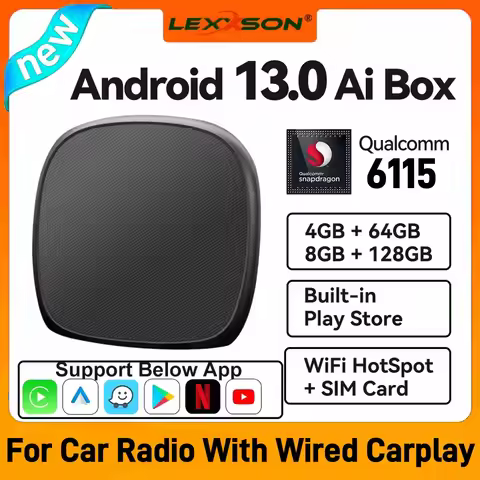 CarPlay AI Box Android 13.0 QCM6115 4-Core Wireless Android Auto 2.4+5G 8GB 128GB GPS WIFI Streaming