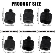 6pcs Mic Stand Adapter, Black Aluminium Alloy Camera Stand Adapter Mic Screw Adapter Mic Thread Adap