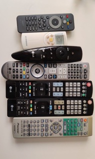 遙控器：LG 電視機、LG & Philips blu-ray、Ryobishi 冷氣機、Pioneer