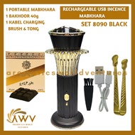 AAZ SET 8090 BLACK PORTABLE MABKHARA WITH ARD AL ZAFRAN 40g BAKHOOR Complete Set