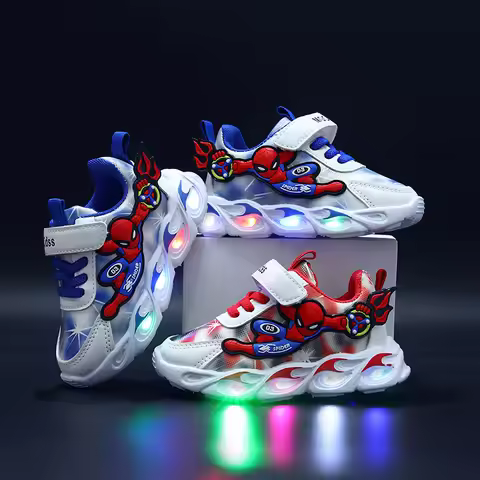 New Disney kids cartoon Spider-Man light cute Casual shoes soft sports shoes for gift EU size 21-30
