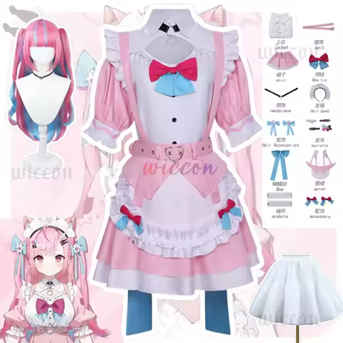 Yuuki Sakuna Cosplay Costume Pink Sakunada Familia SakuFami Minato Aqua New Vtuber Wig Halloween Xma