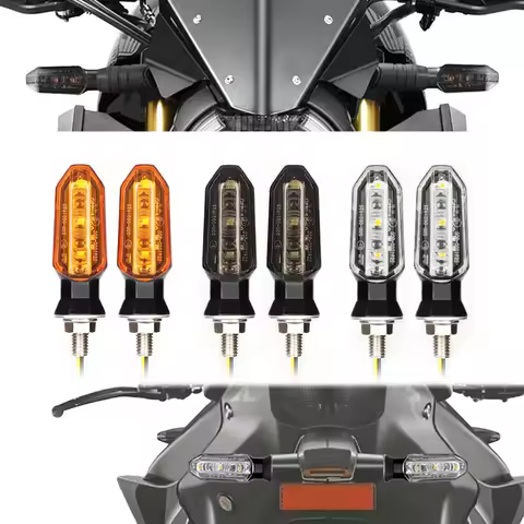 8mm Mini Motorcycle LED Turn Signal Lights Amber Flashing Light Blinker Turn Signal lamp 12V Moto In