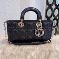 Dior Lady D-Joy 黑羊皮中型手提肩背斜背包 近全新