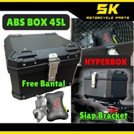 Top Box Motorcycle 45L WaterProof Top Box ABS 45L + Pillow HyperBox/Kotak Motosikal Peti 45L Tong Mo