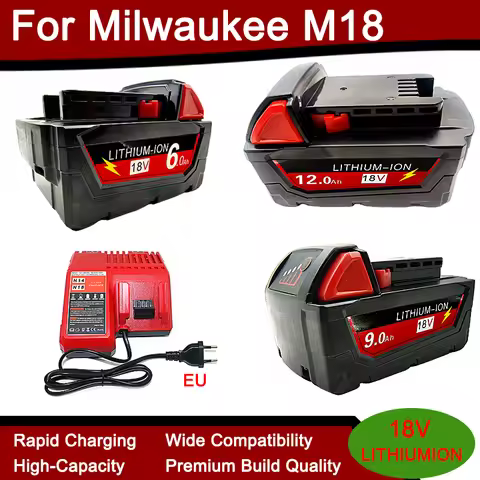 6.0Ah/9.0Ah/12.0Ah For Milwaukee M18 18V Replacement For Milwaukee M18B5 XC Li-ion battery 48-11-181